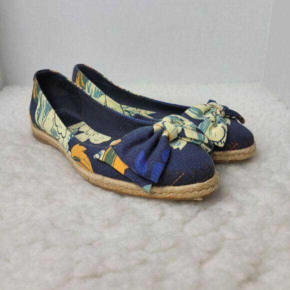 Tory Burch Tamsin Womens Espadrille Shoes Size 7B Floral Print Flat Slip On - Picture 1 of 11